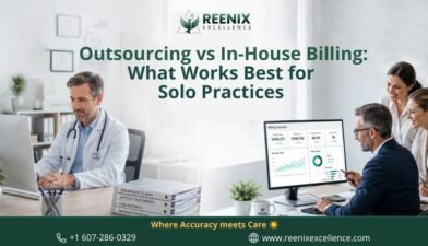 medical billing outsourcing vs in-house billing comparison for solo practices revenue cycle management featuring medical billing outsourcing